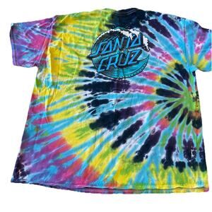 VTG SANTA CRUZ Skateboards T Shirt XL 90’s Double Sided Tie Dye Psychedelic Y2K